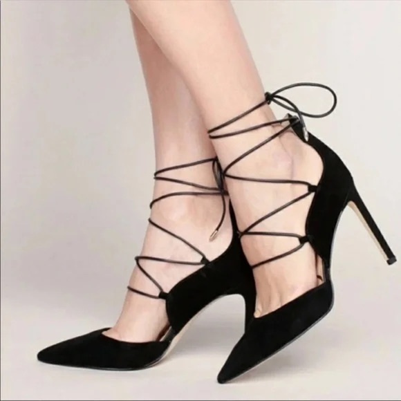 Sam Edelman sexy black suede strappy lace up Dayna heel pumps - size 9.5 - Picture 1 of 8